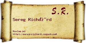 Sereg Richárd névjegykártya